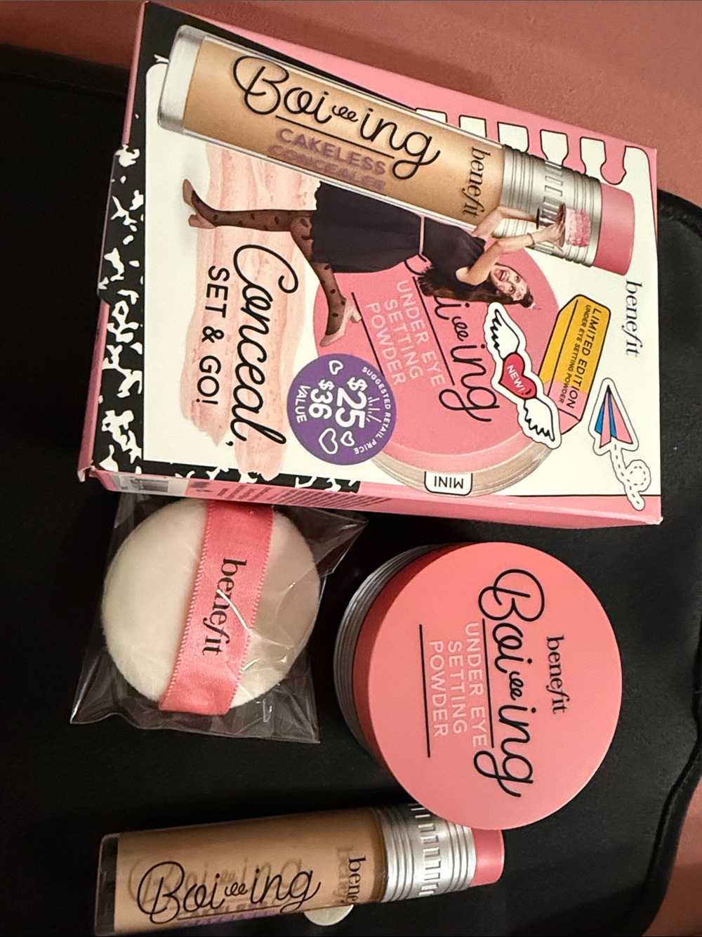Benefit Boi-ing Conceal & Set Duo – Pink Packaging with Beige Concealer